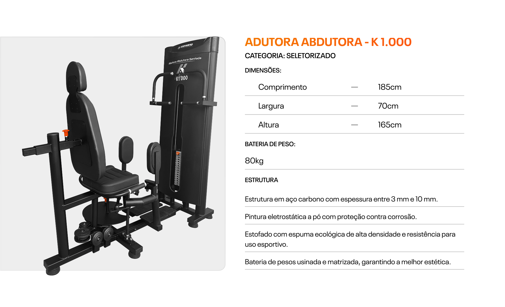 Adutora Abdutora K1.000 — ficha técnica