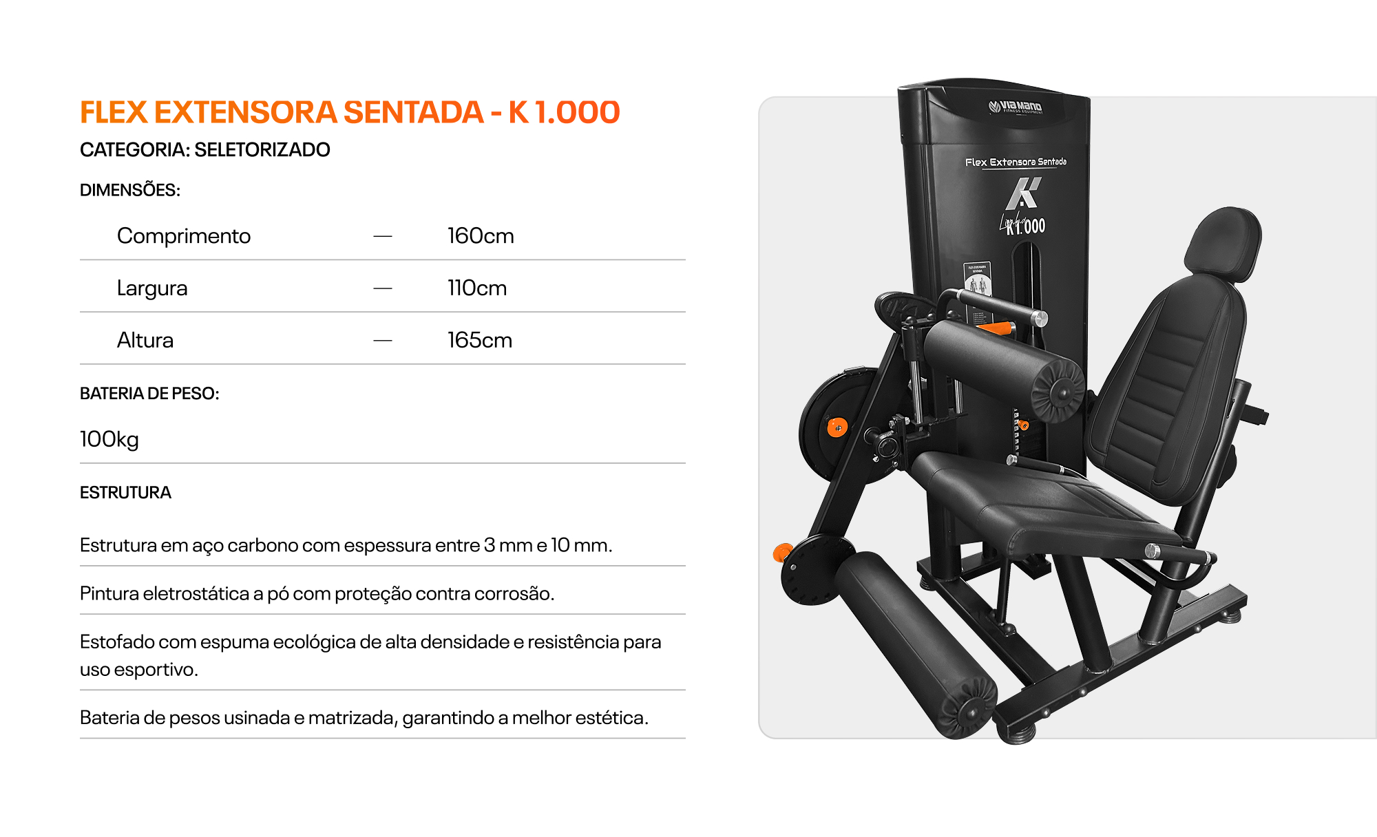 Flex Extensora Sentada K1.000 — ficha técnica