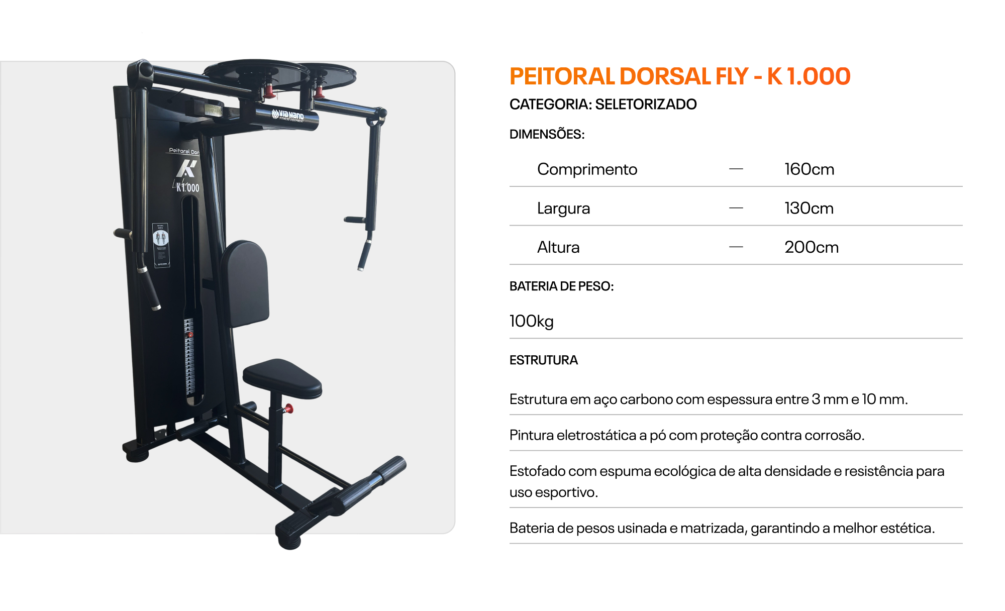 Peitoral Dorsal Fly K1.000 — ficha técnica